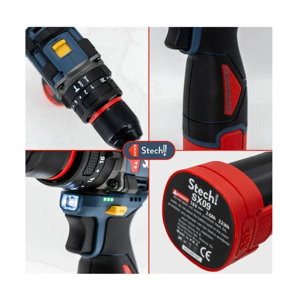 StechEnd SX17 Darbeli Akülü Vidalama Matkap 2 x 2Ah - 3