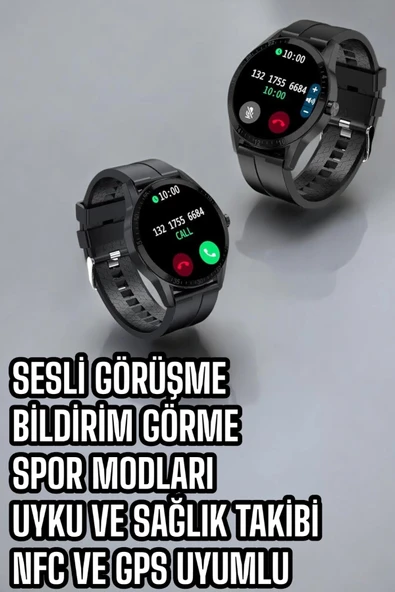 Akıllı Saat Sesli Görüşme Bluetooth Bağlantılı 3 Kordonlu - 4