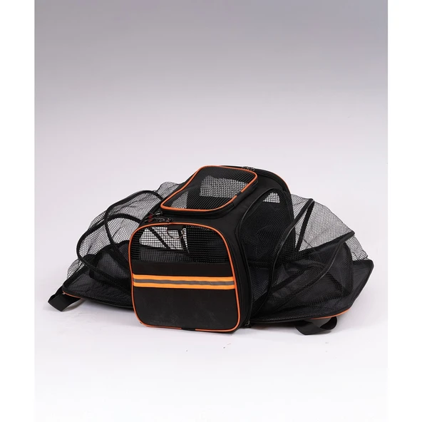 Brave Paws Yıkanabilir Kedi ve Köpek Çantası Hawaii Fileli Kedi Omuz Cantası Model (Siyah)