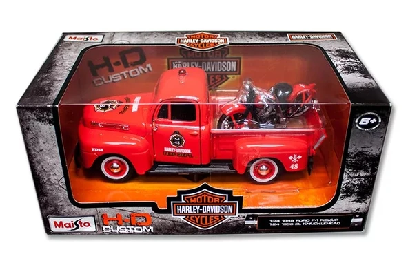 Harley Davidson 1:24 Ford F1 Pickup ve 1936 Knucklehead - 3