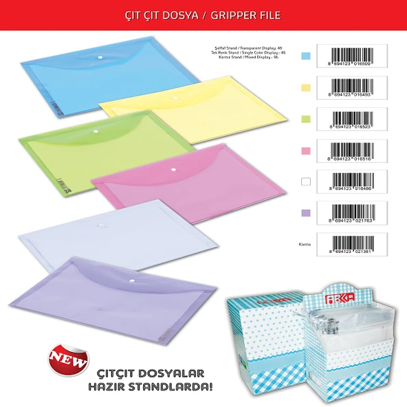 Abka Çıtçıtlı Dosya A4 Şeffaf