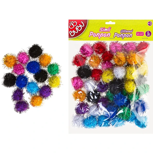 Bu-Bu Pon Pon Simli 3 CM 50 Lİ Karma BUBU00113 - 1