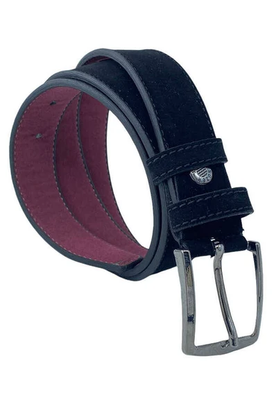 Siyah Süet Çocuk Boy Suni Deri Düz Model 3 cm.lik Garson Klasik Kemer - Resim 4