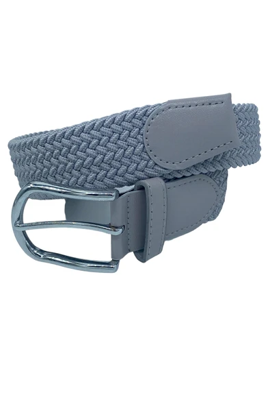 Gri Elastik Esnek Unisex Örgü Kemer - Resim 3