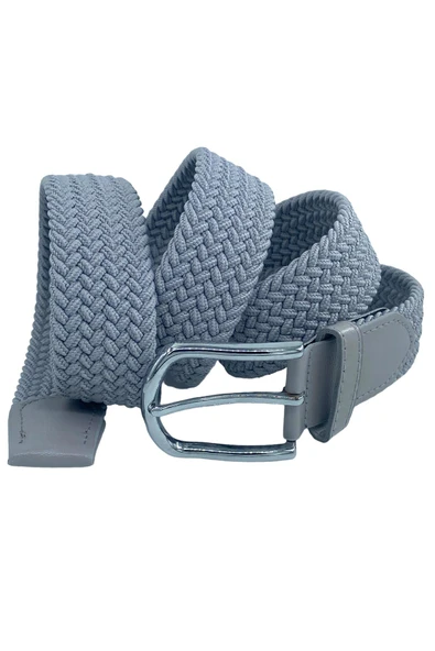 Gri Elastik Esnek Unisex Örgü Kemer - Resim 4