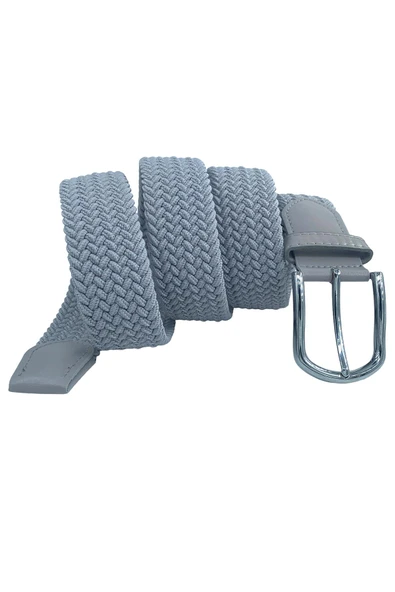 Gri Elastik Esnek Unisex Örgü Kemer - Resim 5
