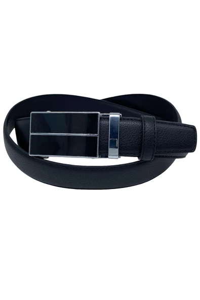 Siyah Suni Deri Otomatik Mekanizma Tokalı Deliksiz 3.5 cm.lik Klasik Kemer - Resim 4