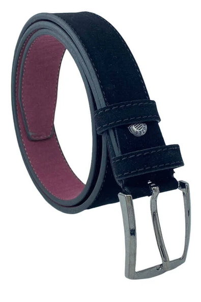 Siyah Süet Çocuk Boy Suni Deri Düz Model 3 cm.lik Garson Klasik Kemer - Resim 3