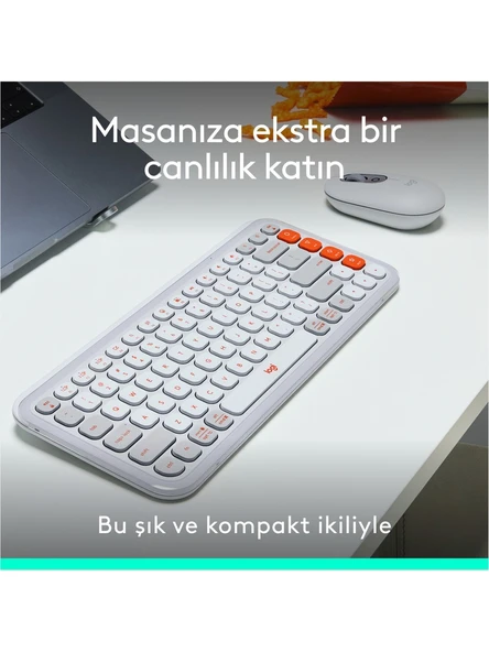 Logitech Pop Icon Combo 920-013076 Beyaz Kablosuz Klavye Mouse Seti - 2