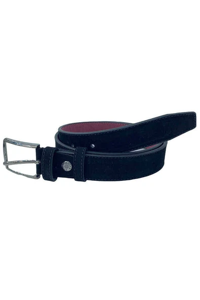 Siyah Süet Çocuk Boy Suni Deri Düz Model 3 cm.lik Garson Klasik Kemer - Resim 2