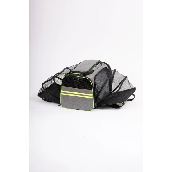 Brave Paws Yıkanabilir Kedi ve Köpek Çantası Hawaii Fileli Kedi Omuz Cantası Model (GRİ)