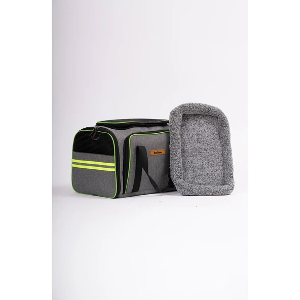 Brave Paws Yıkanabilir Kedi ve Köpek Çantası Hawaii Fileli Kedi Omuz Cantası Model (GRİ) - 5