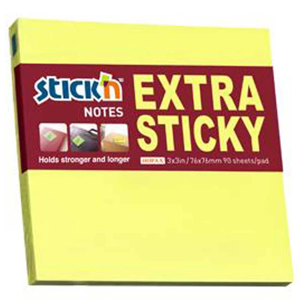 Hopax Stıckn Yapışkanlı Not Kağıdı Extra 90 YP 76x76 Neon Sarı HE21670