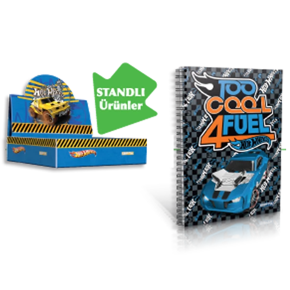 Gıpta Not Defteri Spiralli Karton Kapak ( 36 Lı Stand ) A6 Hot Wheels 5395