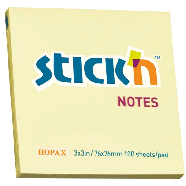 Hopax Stıckn Yapışkanlı Not Kağıdı 100 YP 76x76 Sarı HE21007