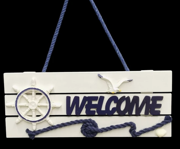 Dümenli Welcome Yazılı Denizci Kapı Süsü ürün görseli