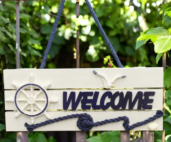 Dümenli Welcome Yazılı Denizci Kapı Süsü - Resim 2