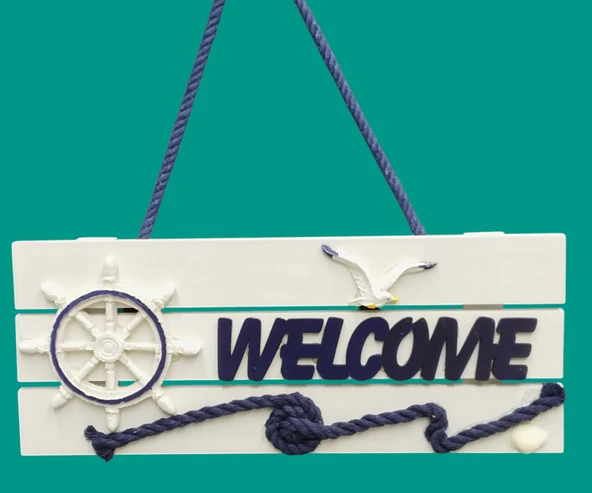 Dümenli Welcome Yazılı Denizci Kapı Süsü - Resim 3