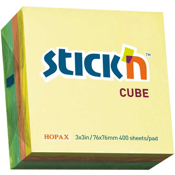 Hopax Stıckn Yapışkanlı Not Kağıdı 400 YP 76x76 Pastel Renkler 21013