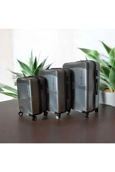 VANİSSA 3'lü Valiz Seti 3 lü Orta Boy & Kabin Boy & Büyük Boy Gri - 2