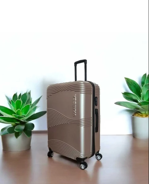 VANİSSA 3'lü Valiz Seti 3 lü Orta Boy & Kabin Boy & Büyük Boy Gold - 2