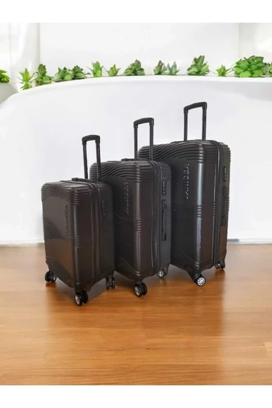 VANİSSA 3'lü Valiz Seti 3 lü Orta Boy & Kabin Boy & Büyük Boy Siyah - 2
