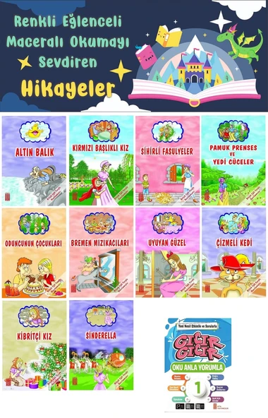 1.Sınıf Oku Anla Yorumla - Renkli Eğlenceli Maceralı Okumayı Sevdiren Hikaye Seti 12 (16 Sayfa) ürün görseli 1