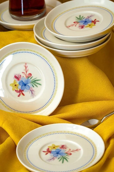 Dalya 6 Adet 12cm Porselen Çay Tabağı Kırık Beyaz - 2