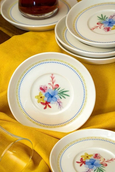 Dalya 6 Adet 12cm Porselen Çay Tabağı Kırık Beyaz - 5