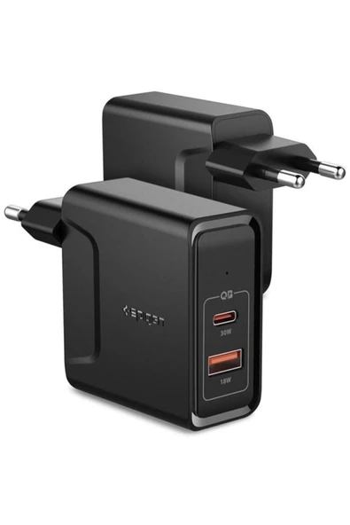 Spigen Steadiboost 48w (usb-c Pd 3.0 30w + Qc 3.0 18w) Iphone / Android / Macbook Hızlı Şarj Adaptörü F211