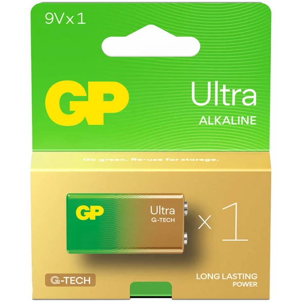 GP 1604AU-5TR1 ULTRA ALKALIN 9 VOLT TEKLİ PİL (6LF22/6LR61/6LP3146/MN1604) ürün görseli 1