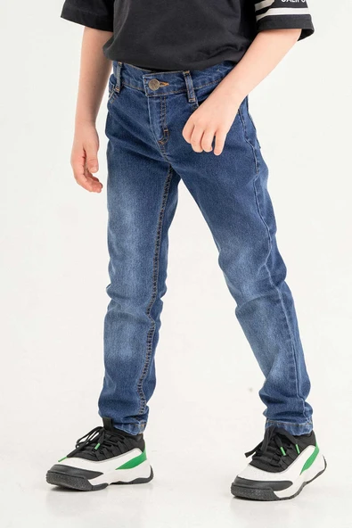 Fermuarlı Mavi Erkek Çocuk Pantolon - 3