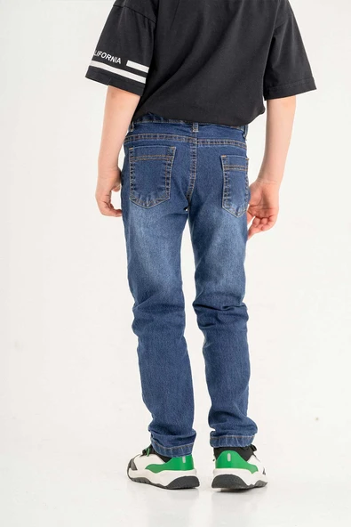 Fermuarlı Mavi Erkek Çocuk Pantolon - 4