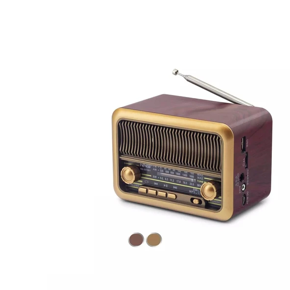 Nostaljik Görünümlü Bluetooth Destekli FM Radio NS3315