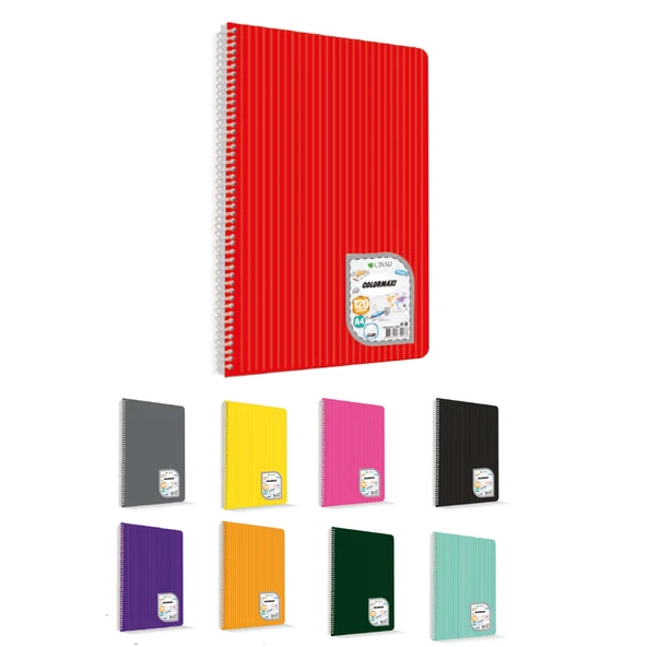 Çınar Colormaxi Spiralli Defter Plastik Kapak Çizgili 60 YP A4 60/1 73013