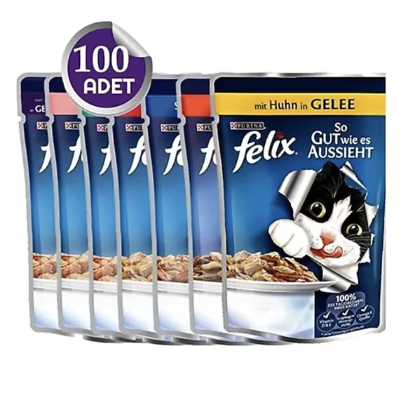 Felix Karışık 85 gr 100'lü Yetişkin Kedi Yaş Maması