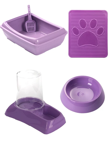 Ekonomik 4'lü Kedi Seti (Tuvalet + Suluk + Mama Kabı + Paspas) - 3