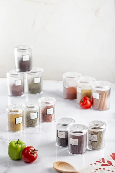 12'li Barok Yuvarlak 2 Boy Kavanoz Seti & Saklama Kabı & Erzak Kabı 6*500 ML,6*250 ML) - 3