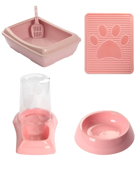 Ekonomik 4'lü Kedi Seti (Tuvalet + Suluk + Mama Kabı + Paspas) - 2