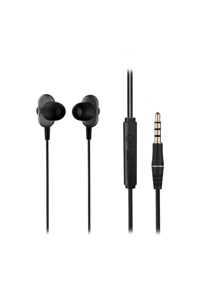 Lecoo Lenovo Eh102 3.5mm Jacklı Kulak Içi Mikrofonlu Dual Driver Kulaklık Siyah - 3