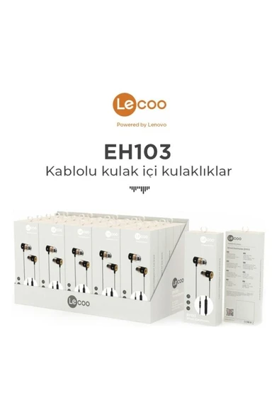 Lecoo Lenovo Eh103 3.5mm Jacklı Kulak Içi Mikrofonlu Kulaklık Siyah - 6