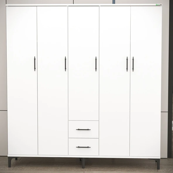 Garaj Home Garaj Home Yaren 5 Kapaklı Dolap - Beyaz - 2