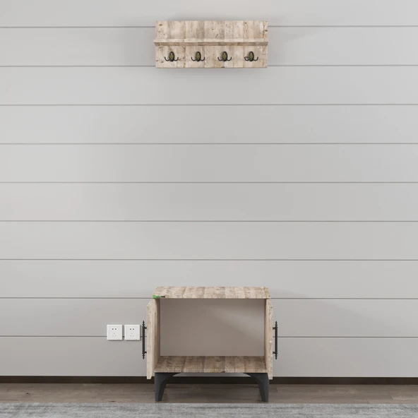Garaj Home Garaj Home Modern Aynalı Raflı Ayakkabılık Vestiyer - 2
