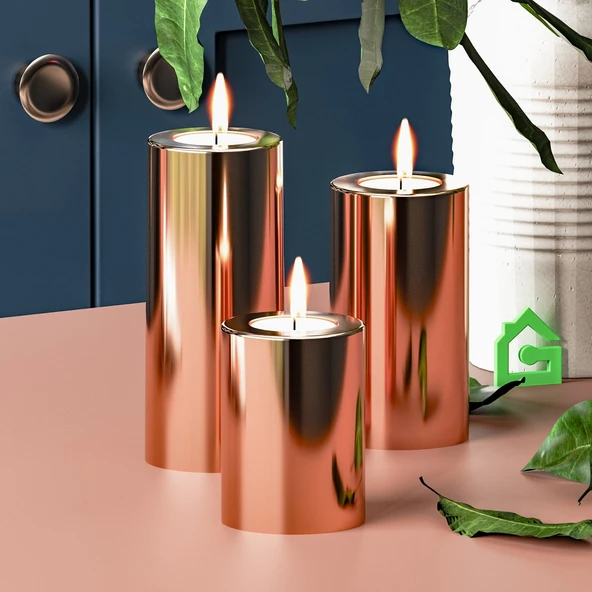 Garaj Home Garaj Home Parlak Yüzey Mumluk Dekoratif Tealight Set-Cuprous - 2