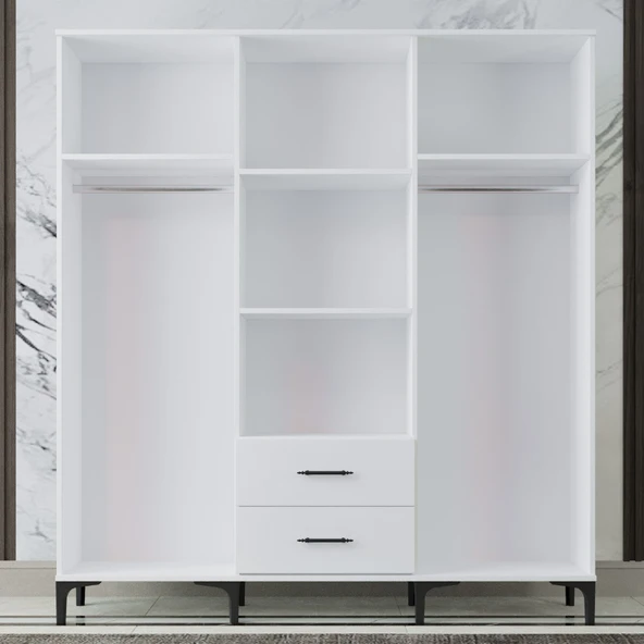 Garaj Home Garaj Home 6 Kapaklı 2 Çekmeceli Dolap - Beyaz - 3