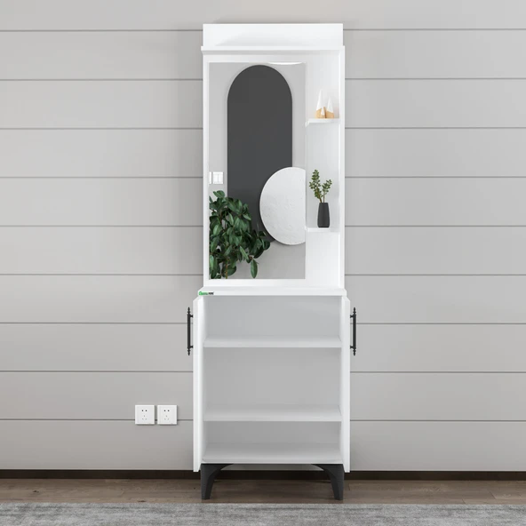 Garaj Home Garaj Home Modern Aynalı Raflı Ayakkabılık Vestiyer - 5