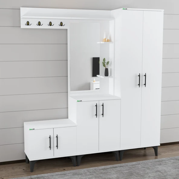 Garaj Home Garaj Home Modern Aynalı Raflı Ayakkabılık Vestiyer - 2