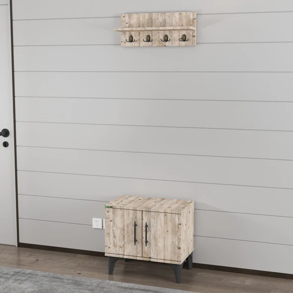 Garaj Home Garaj Home Modern Raflı Ayakkabılık Vestiyer - 4
