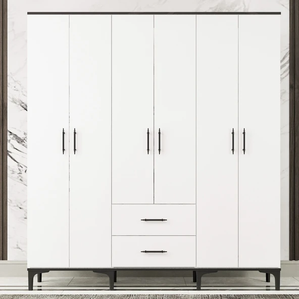 Garaj Home Garaj Home 6 Kapaklı 2 Çekmeceli Dolap - Beyaz - 2