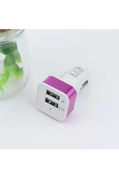 NOROSTECH Çift Usb Girişli Oto Şarj Aleti Pembe Başlıklı